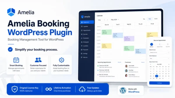 Amelia Booking WordPress Plugin with original license key Activation for lifetime 9.8