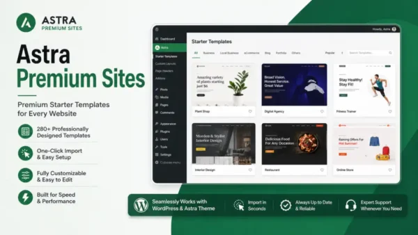 Astra Premium Sites – Premium Starter Templates WordPress Plugin with original license key Activation for lifetime