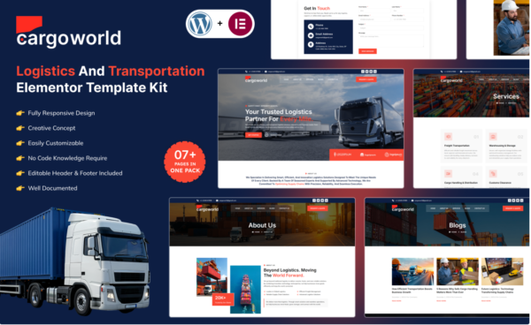 Cargo World – Logistics And Transportation Elementor Template Kit