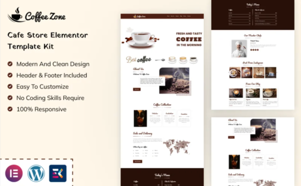 Coffee Zone Cafe Store Elementor Template Kit