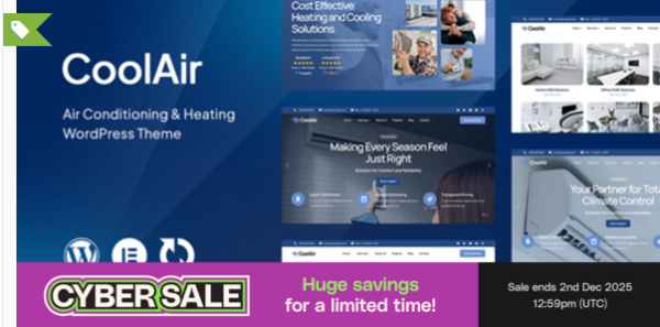 Coolair Air Conditioning & Heating HVAC WordPres 1.3.0