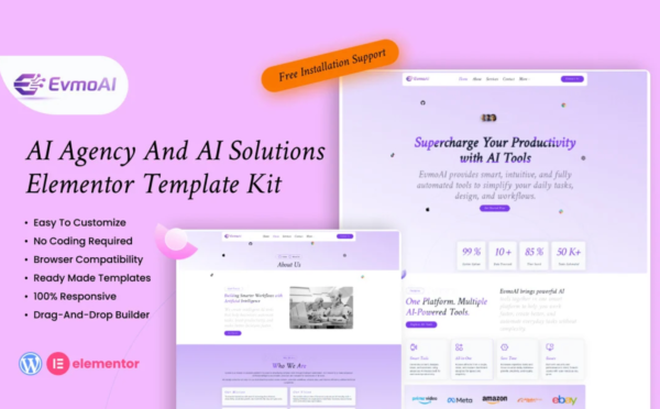 EvmoAI – AI Agency & AI Solutions Elementor Template Kit