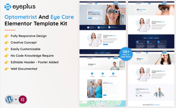 Eyeplus Optometrist And Eye Care Elementor Template Kit