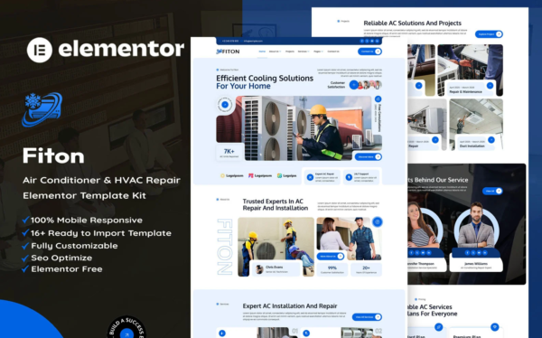 Fiton AC Repair & Installation Services Elementor Kit