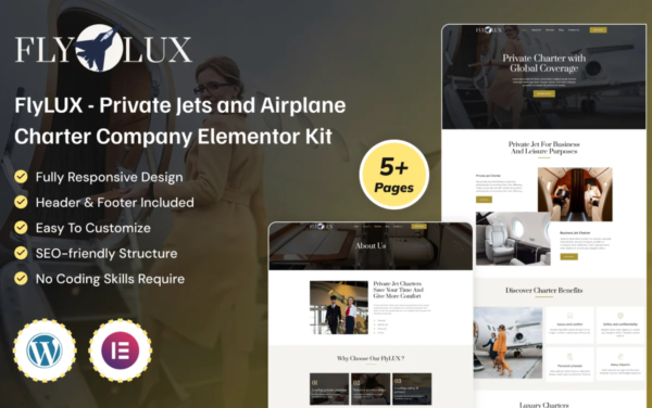 FlyLUX Private Jets and Airplane Charter Company Elementor Kit