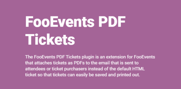 FooEvents PDF Tickets 2.0.20