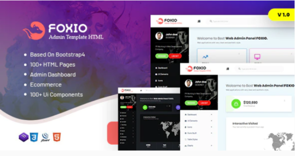 Foxio Responsive Admin Dashboard Template
