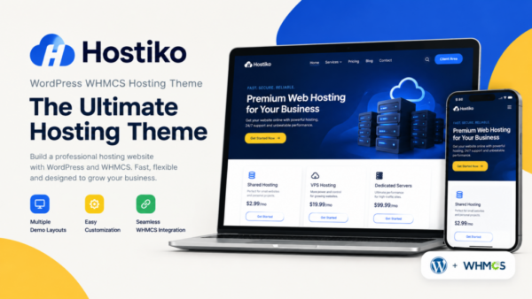 Hostiko WordPress WHMCS Hosting Theme 94.1