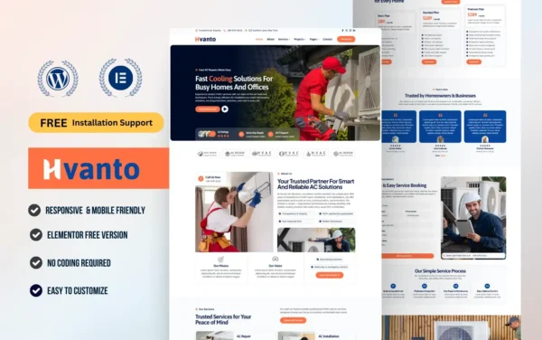 Hvanto – Professional HVAC & Air Conditioning Repair Elementor Template