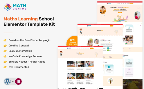 Math Genius Maths Learning School Elementor Template Kit