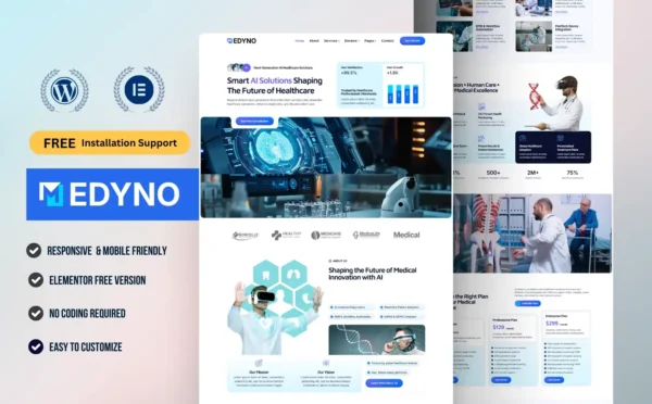 Medyno – AI Healthcare & Medical Technology Elementor Template Kit