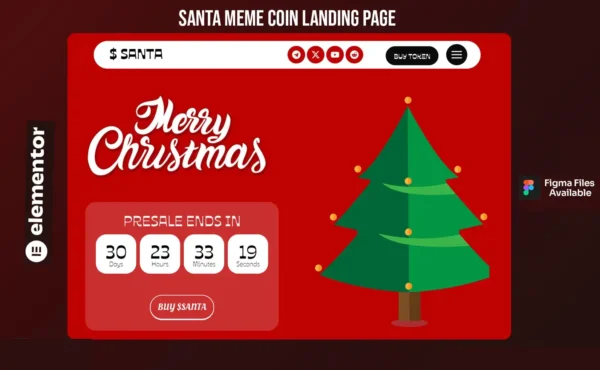 Meme Coin Xmas Crypto Elementor template kit Santa
