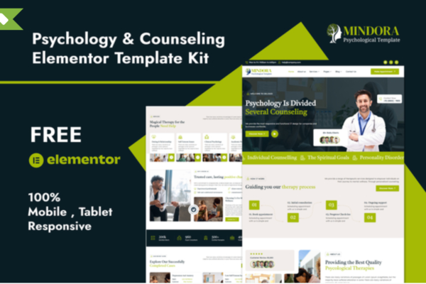 Mindora Psychology & Counseling Elementor Template Kit