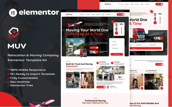 Muv Relocation & Moving Company Elementor Kit