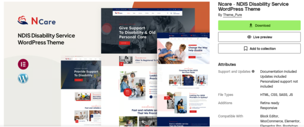 Ncare NDIS Disability Service WordPress Theme  1.1.8