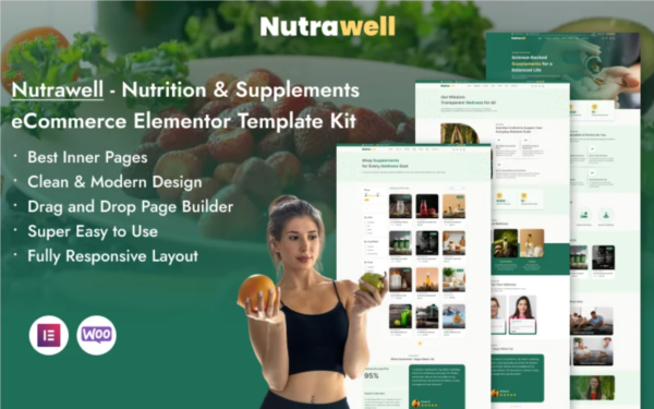 Nutrawell Nutrition & Supplements eCommerce Elementor Template Kit