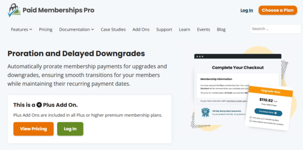 Paid Memberships Pro Proration Add On 1.0.5