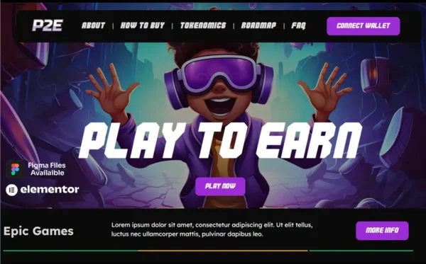 Play To Earn Crypto Meme Landing Page P2E