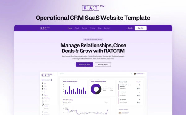 RATCRM – CRM & SaaS Management Elementor Template