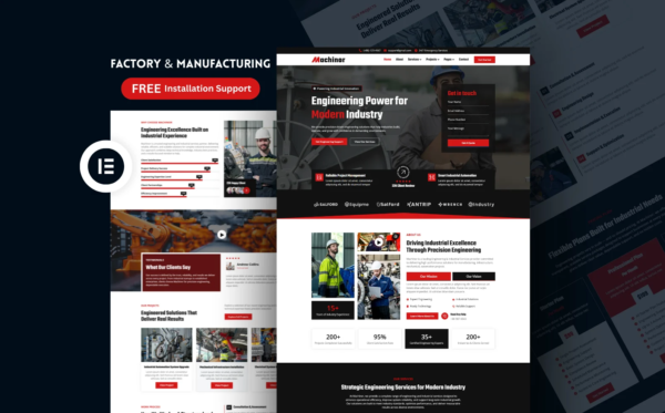 Responsive Factory and Manufacturing WordPress Elementor Template Kit