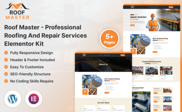 Roof Master Professional Roofing and Repair Services Elementor Kit