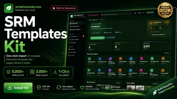 SRM Templates Kit Elementor Import thousands templates & blocks
