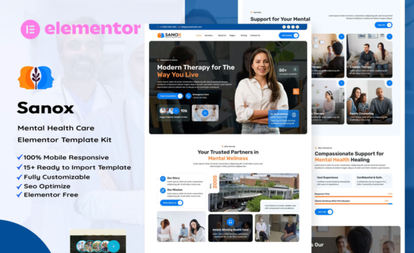 Sanox Mental Health Care Elementor Kit