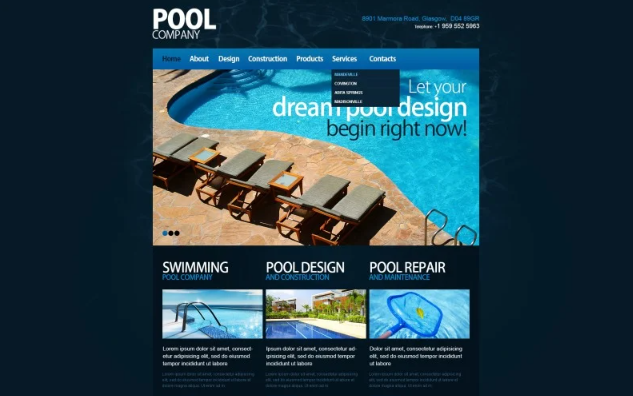 Swimming20Pool20Responsive20Website20Template201.0.png Swimming Pool Responsive Website Template 1.0 - Image 1