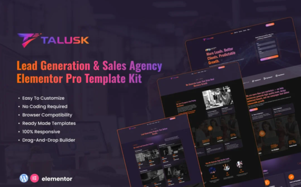 Talusk – Lead Generation & Sales Agency Elementor Pro Template Kit
