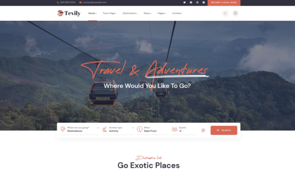 Tevily Travel & Tour Booking WordPress Theme 1.3.4