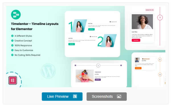 Timelentor – Timeline Layouts for Elementor 1.0.8