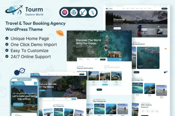 Tourm- Travel & Tour Booking Agency WordPress Theme  2.4.0.0
