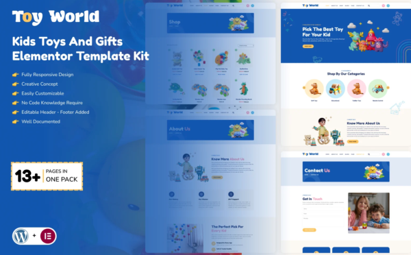 Toy World – Kids Toys And Gifts Elementor Template Kit