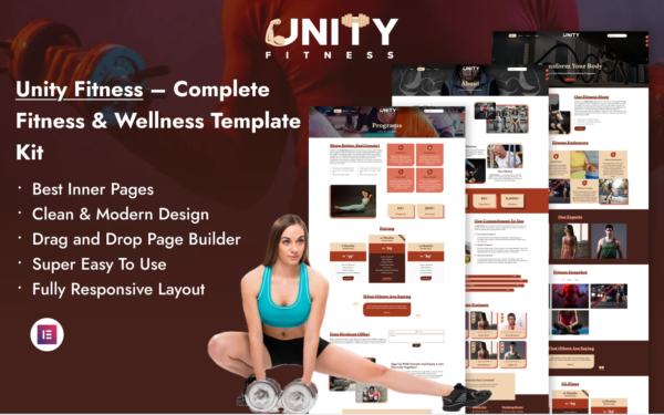 Unity Fitness – Complete Fitness WordPress Elementor Template Kit