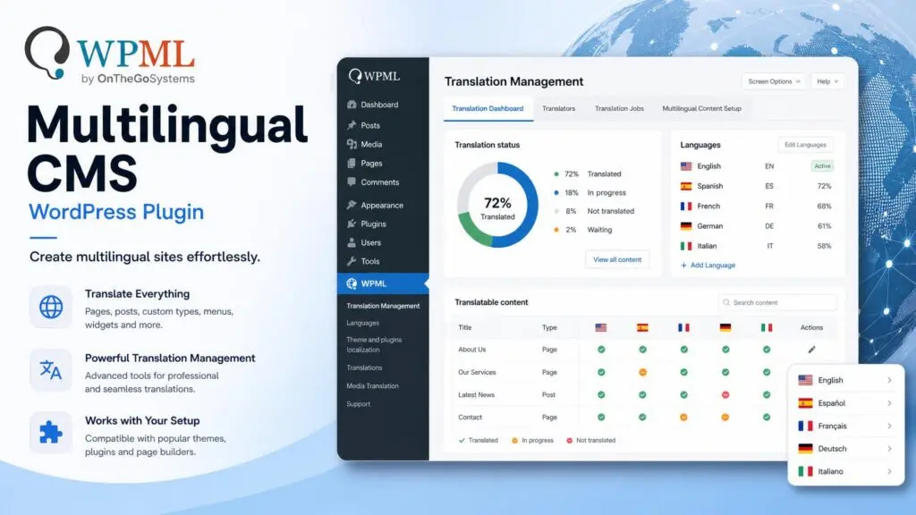 WPML20Multilingual20CMS20WordPress20Plugin205.2.0.webp WPML Multilingual CMS WordPress Plugin 5.2.0 - Image 1