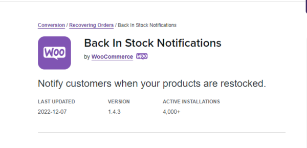 WooCommerce Back In Stock Notifications 3.3.5