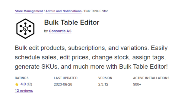 Woocommerce Bulk Table Editor 2.6.10